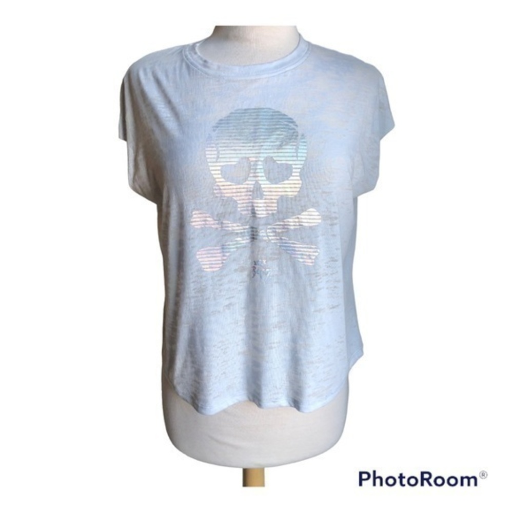 Betsey Johnson performance metallic skull burnout tee small